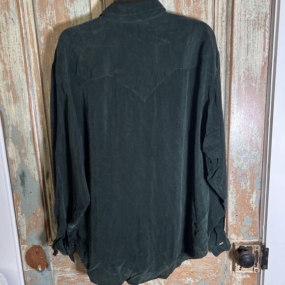 Vintage Longhorn Niver Western Wear Shirt L Large Embossed Silver Oblong Buttons - Picture 7 of 8